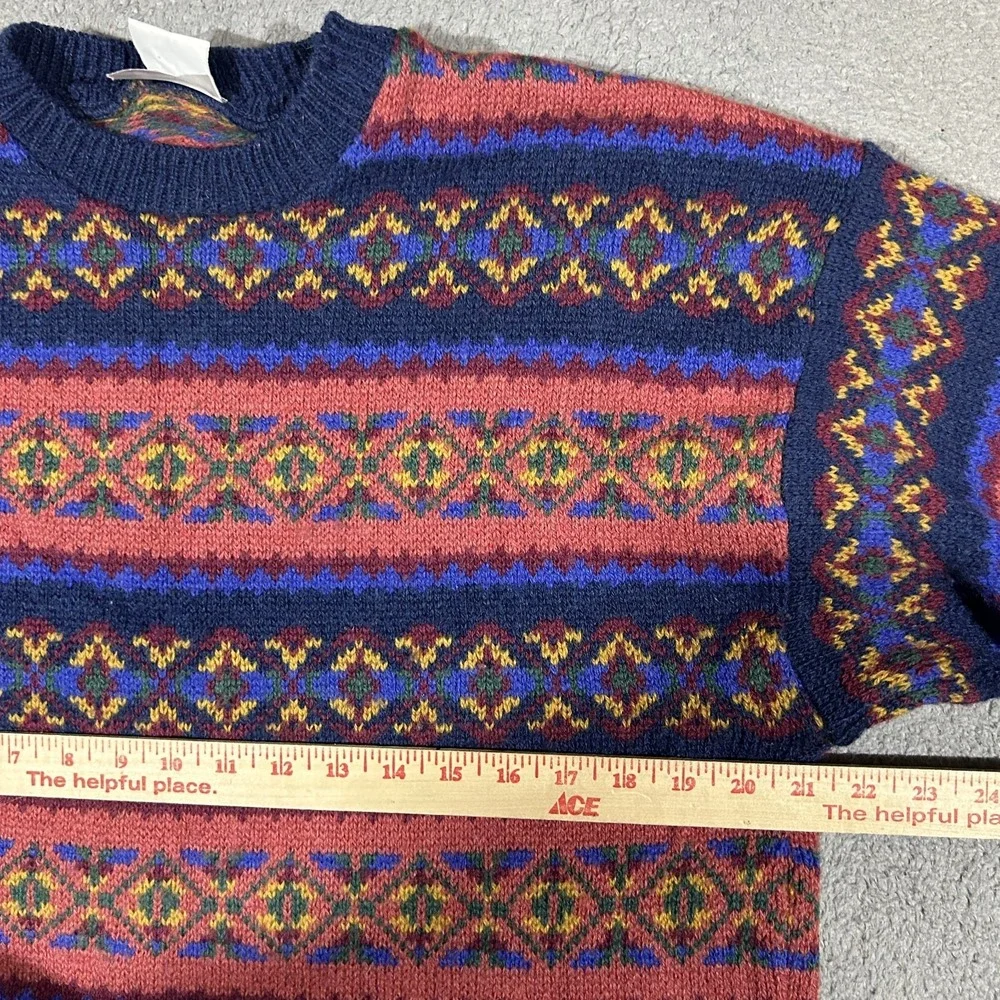 Vintage Laura Ashley Women's Embroidered 100% Wool Sweater Long Sleeve #3489